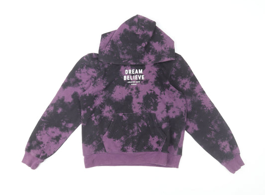 H&M Girls Purple Tie Dye Hoodie 11-12 Years Pullover Regular Fit