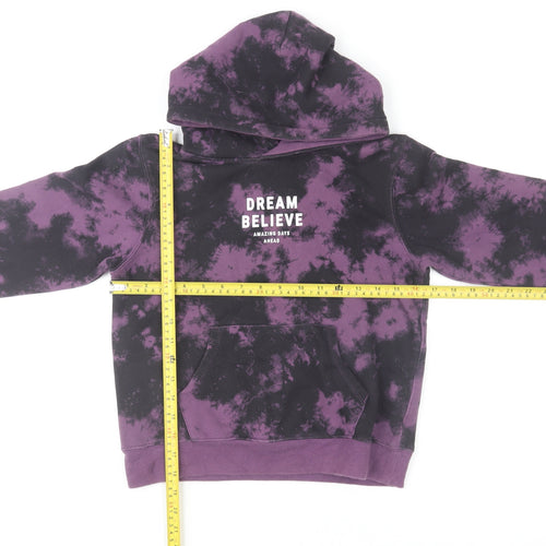 H&M Girls Purple Tie Dye Hoodie 11-12 Years Pullover Regular Fit