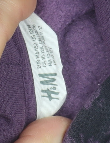 H&M Girls Purple Tie Dye Hoodie 11-12 Years Pullover Regular Fit