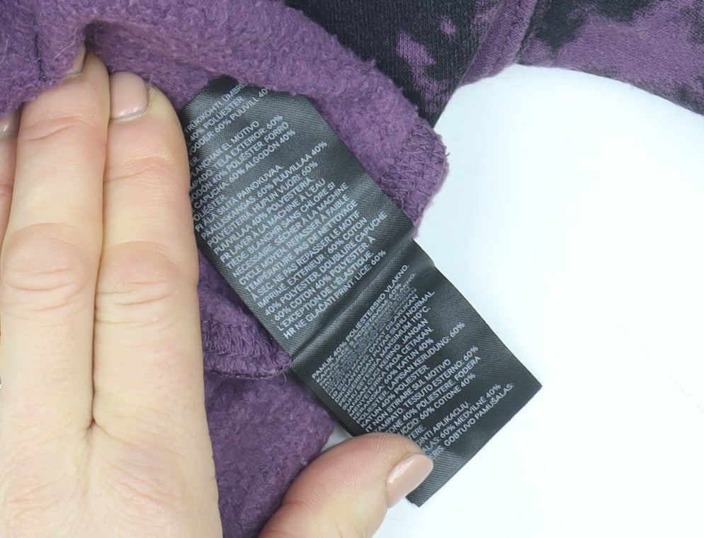 H&M Girls Purple Tie Dye Hoodie 11-12 Years Pullover Regular Fit