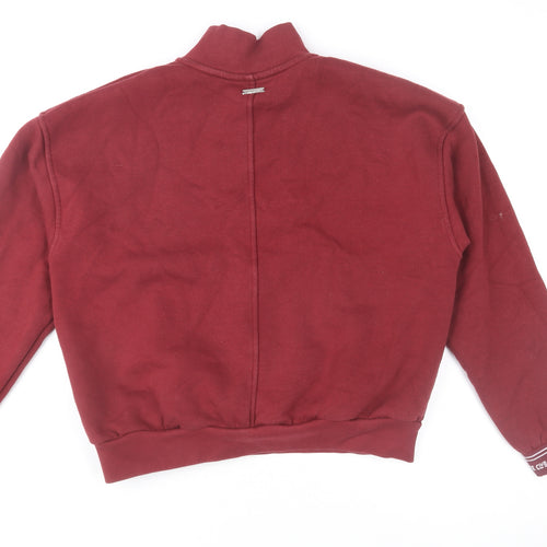 The Couture Club Women's Burgundy 1/2 Zip Sweatshirt UK 4 Cotton Blend