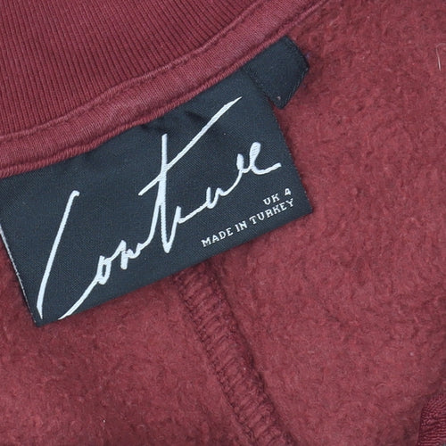 The Couture Club Women's Burgundy 1/2 Zip Sweatshirt UK 4 Cotton Blend