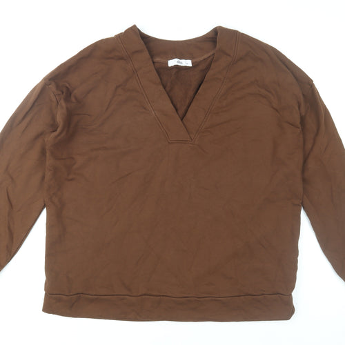 Ellos Women Brown V-Neck Pullover Sweatshirt Size 16/18 Cotton Blend