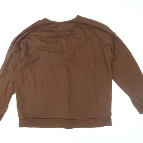 Ellos Women Brown V-Neck Pullover Sweatshirt Size 16/18 Cotton Blend