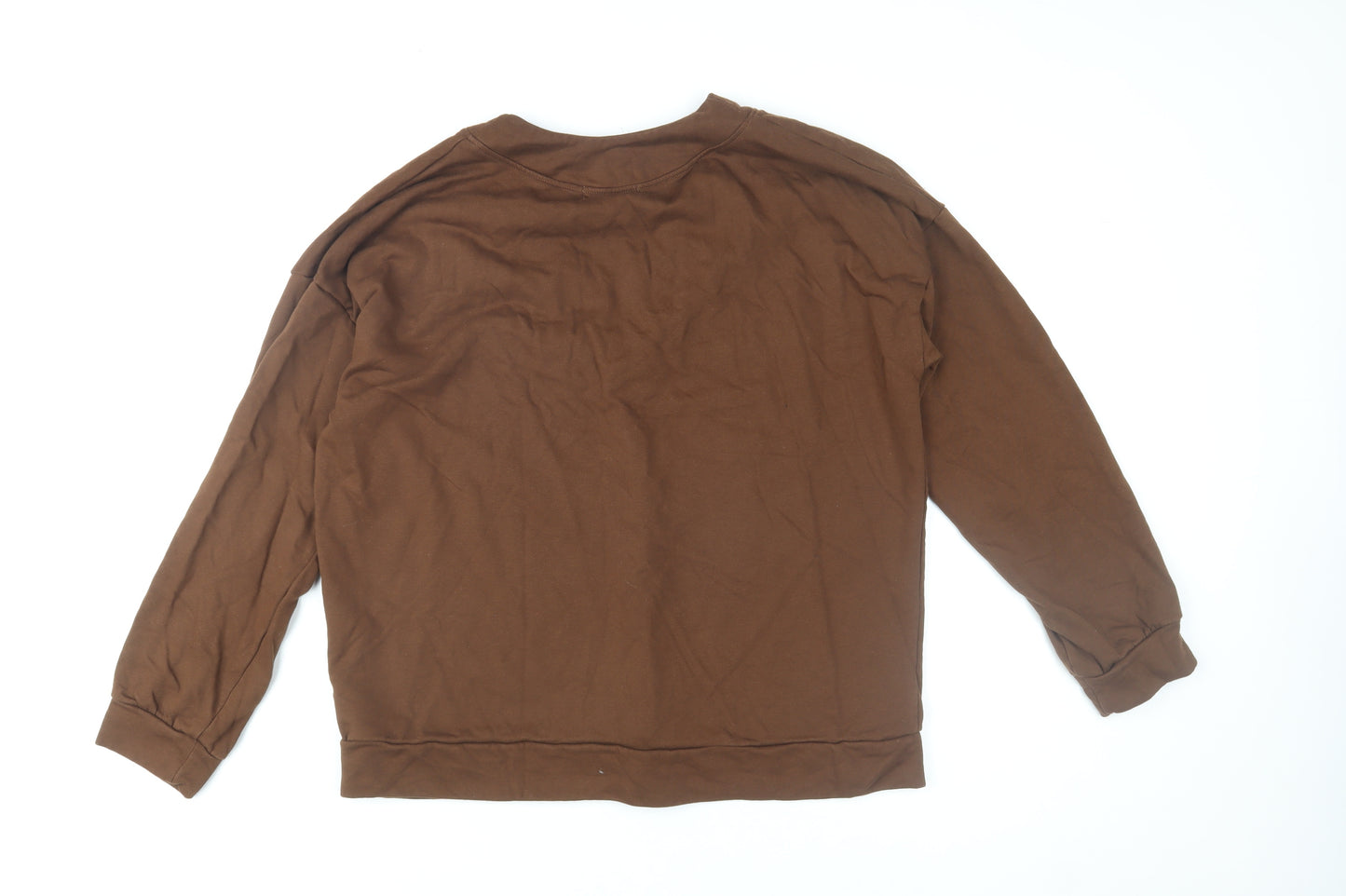 Ellos Women Brown V-Neck Pullover Sweatshirt Size 16/18 Cotton Blend