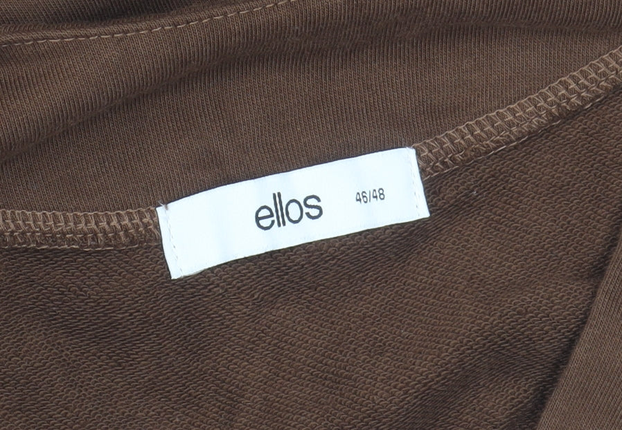 Ellos Women Brown V-Neck Pullover Sweatshirt Size 16/18 Cotton Blend