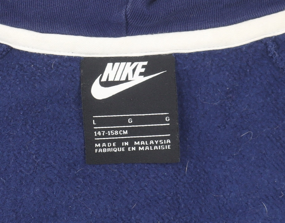 Nike Boys Blue Full Zip Hoodie L 147-158cm Cotton Blend