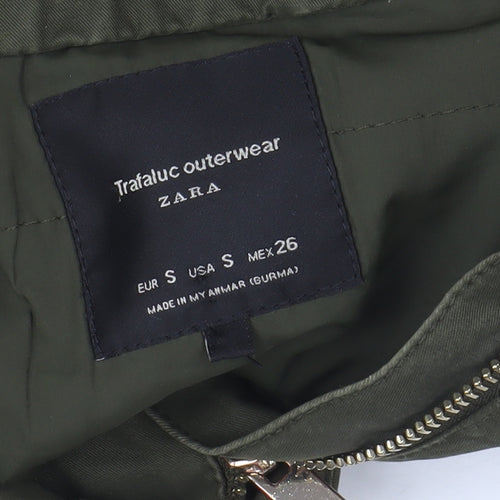 ZARA Women Green Fur Hood Parka Jacket Size S