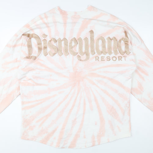 Disney Parks Unisex Pink Tie-Dye Glitter Logo Pullover Sweatshirt M
