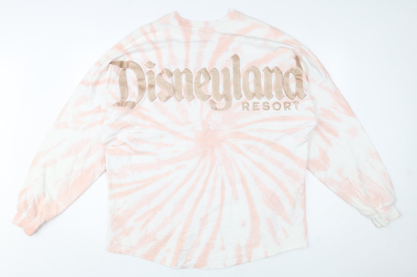 Disney Parks Unisex Pink Tie-Dye Glitter Logo Pullover Sweatshirt M