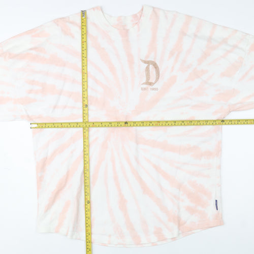 Disney Parks Unisex Pink Tie-Dye Glitter Logo Pullover Sweatshirt M