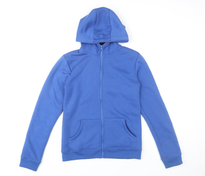 Mountain Warehouse Boys Blue Fleece Lined Hooded Full Zip Jacket 13 Years