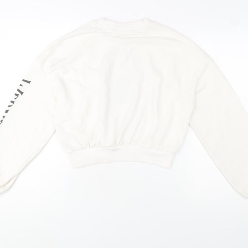 H&M Girls White Wednesday Addams Graphic Pullover Sweatshirt 14 Years