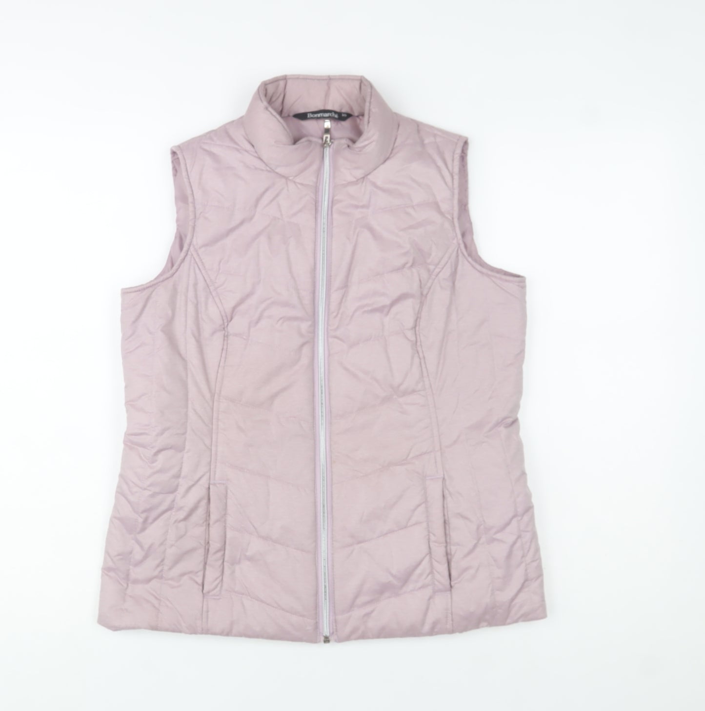 Bonmarché Women Pink Size 10 Padded Lightweight Zip Waistcoat