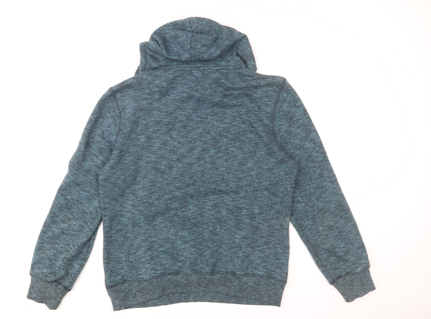 Easy Men's Blue Pullover Hoodie Medium Zip Pocket Knit Sweatshirt