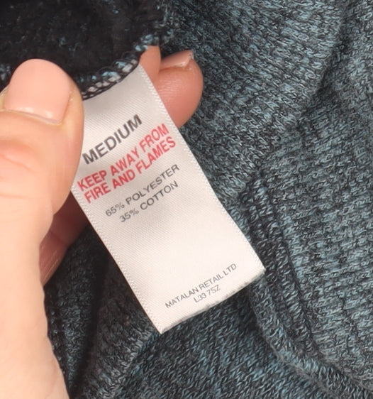 Easy Men's Blue Pullover Hoodie Medium Zip Pocket Knit Sweatshirt