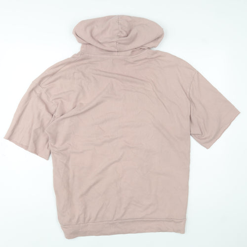 Zara Man Pink Short Sleeve Pullover Hoodie Size L