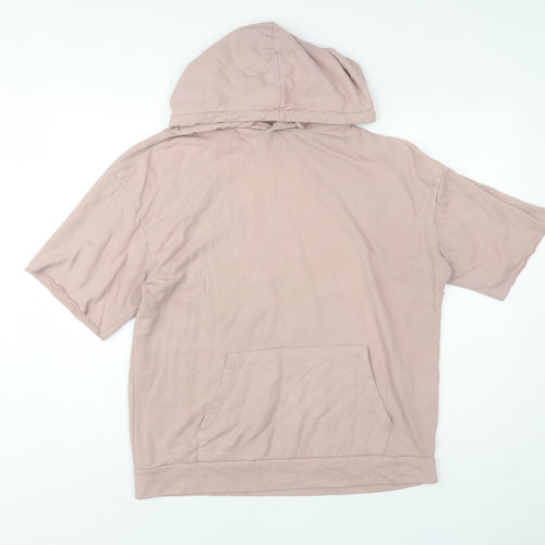 Zara Man Pink Short Sleeve Pullover Hoodie Size L