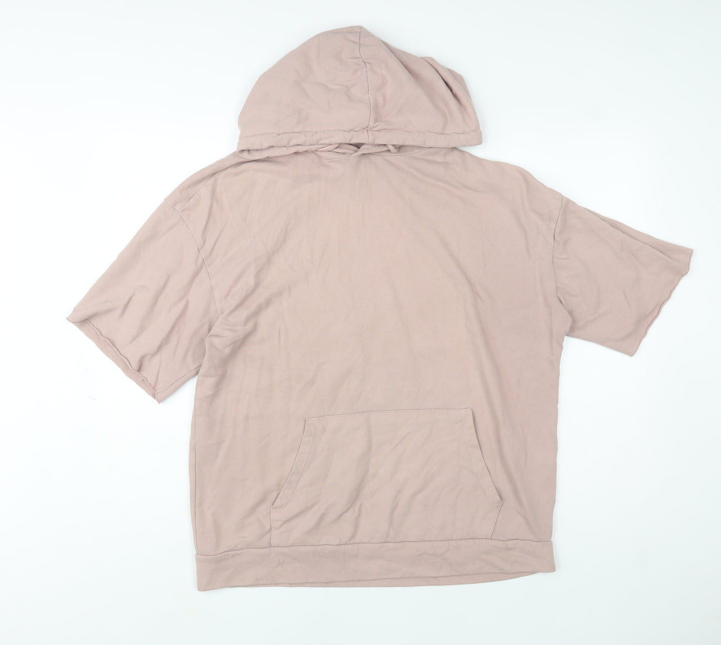 Zara Man Pink Short Sleeve Pullover Hoodie Size L