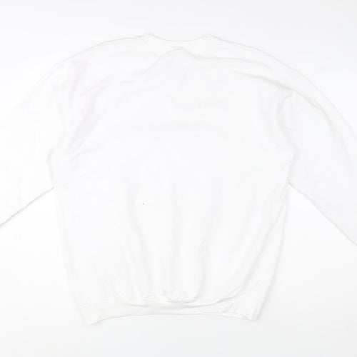 Disney Women's White Alice in Wonderland Sweatshirt L Graphic Print Pullover