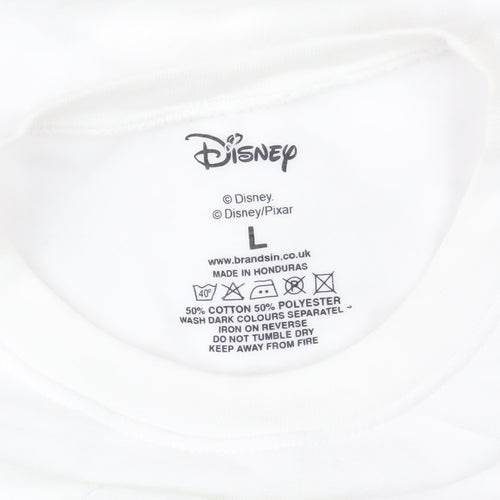 Disney Women's White Alice in Wonderland Sweatshirt L Graphic Print Pullover