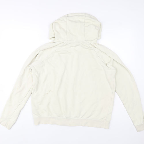 Nike Women Beige Pullover Hoodie Medium Logo Print Casual