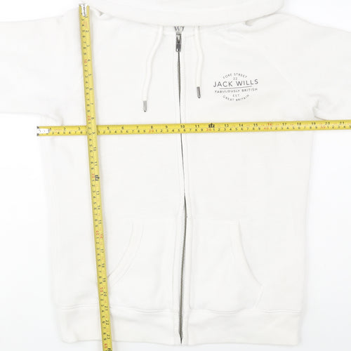 Jack Wills Womens White Size 12 Hooded Full Zip Fleece Jacket