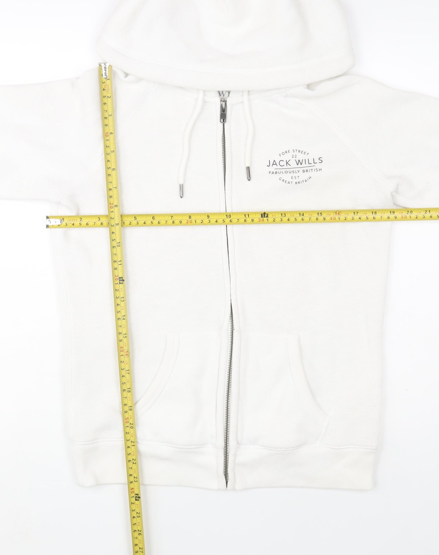 Jack Wills Womens White Size 12 Hooded Full Zip Fleece Jacket