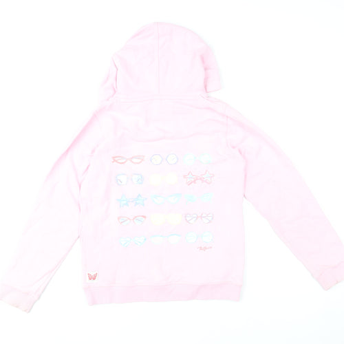 FatFace Girls Pink Pullover Hoodie 10-11 Years Graphic Print Cotton Blend