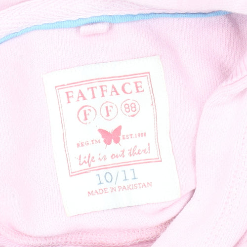 FatFace Girls Pink Pullover Hoodie 10-11 Years Graphic Print Cotton Blend