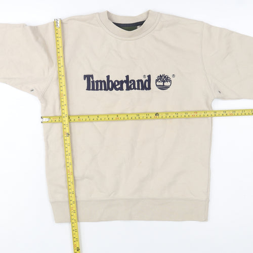 Timberland Women Beige Crew Neck Logo Pullover Sweatshirt Size 10