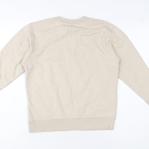 Timberland Women Beige Crew Neck Logo Pullover Sweatshirt Size 10