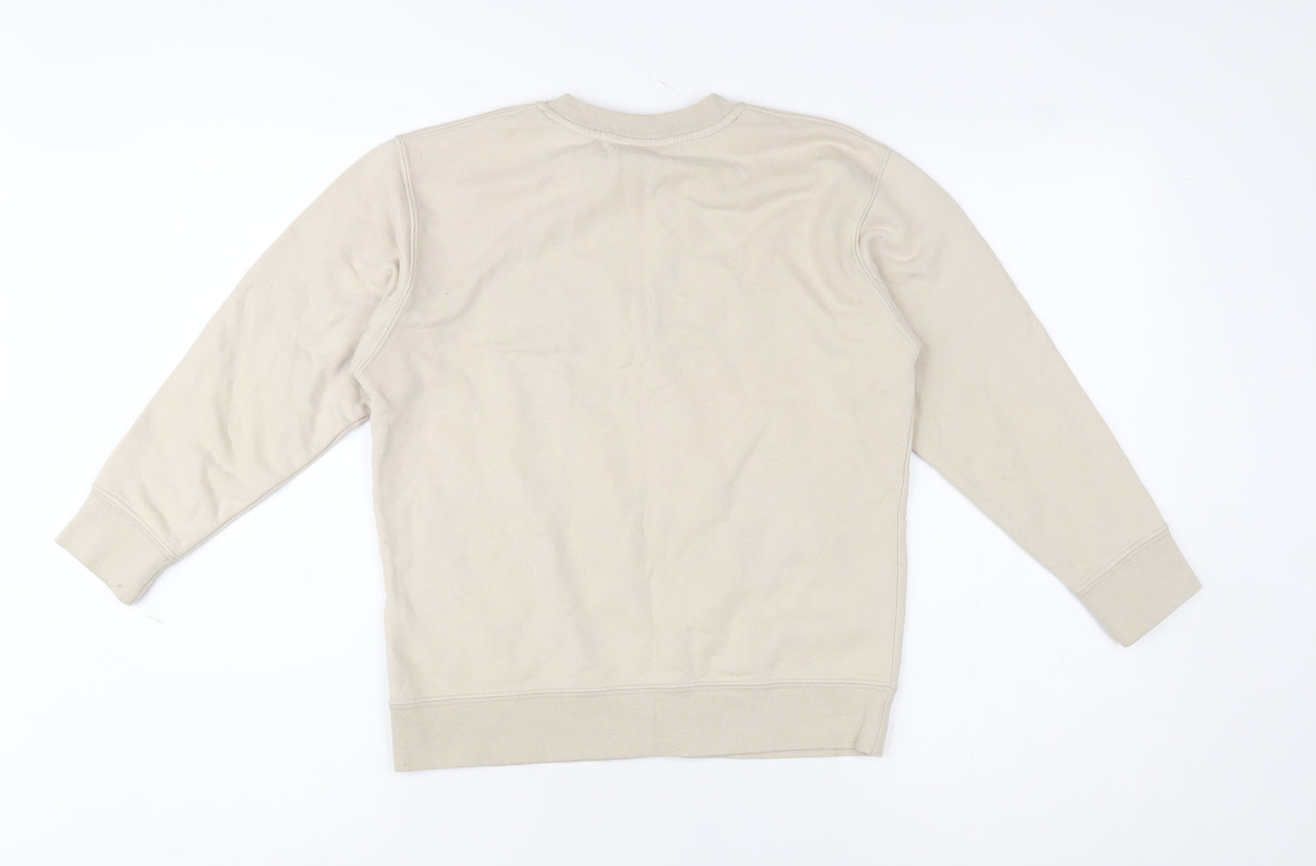 Timberland Women Beige Crew Neck Logo Pullover Sweatshirt Size 10