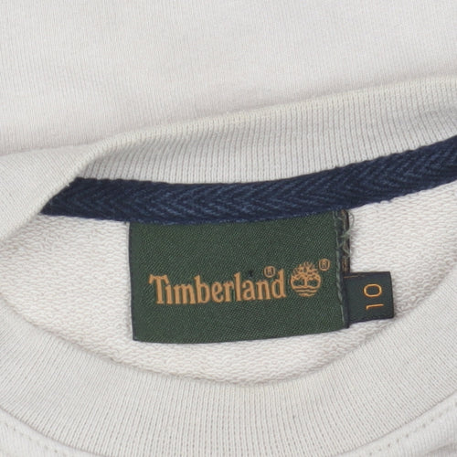 Timberland Women Beige Crew Neck Logo Pullover Sweatshirt Size 10