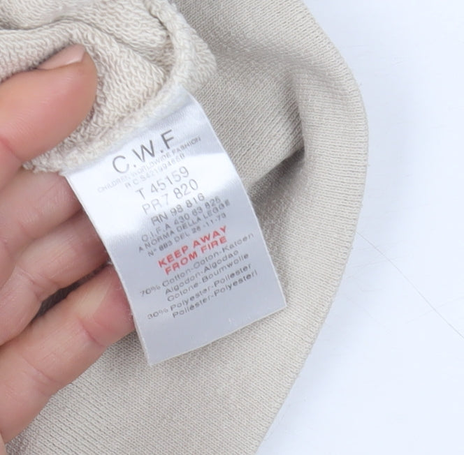 Timberland Women Beige Crew Neck Logo Pullover Sweatshirt Size 10