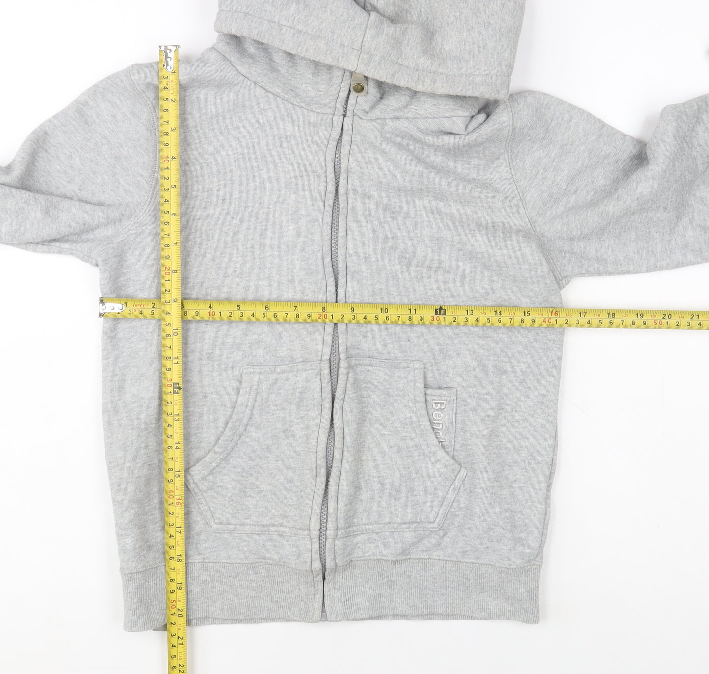 Bench Boys Grey Fleece Lined Zip Up Hooded Jacket 11-12 Years