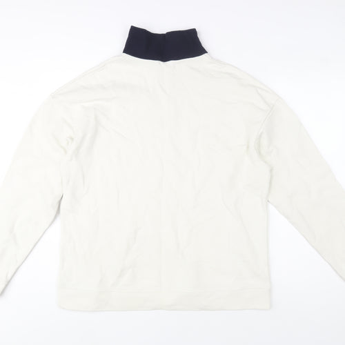 Muah Muah Unisex White 1/4 Zip Cotton Sweatshirt M
