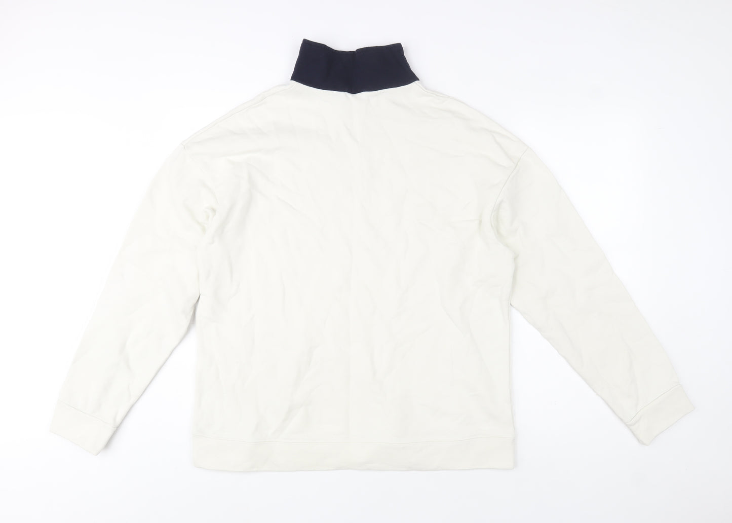 Muah Muah Unisex White 1/4 Zip Cotton Sweatshirt M
