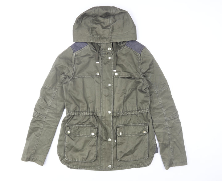 Topshop Women Green UK 8 Hooded Cotton Parka Jacket