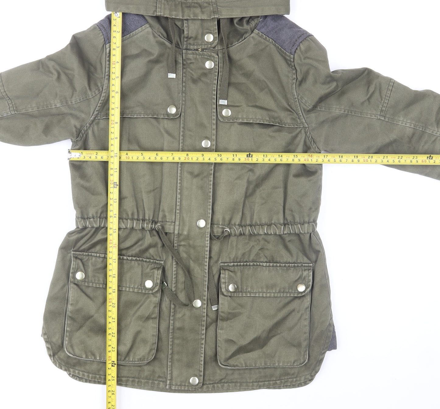 Topshop Women Green UK 8 Hooded Cotton Parka Jacket