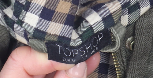 Topshop Women Green UK 8 Hooded Cotton Parka Jacket