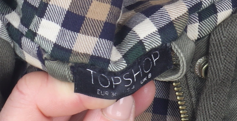 Topshop Women Green UK 8 Hooded Cotton Parka Jacket