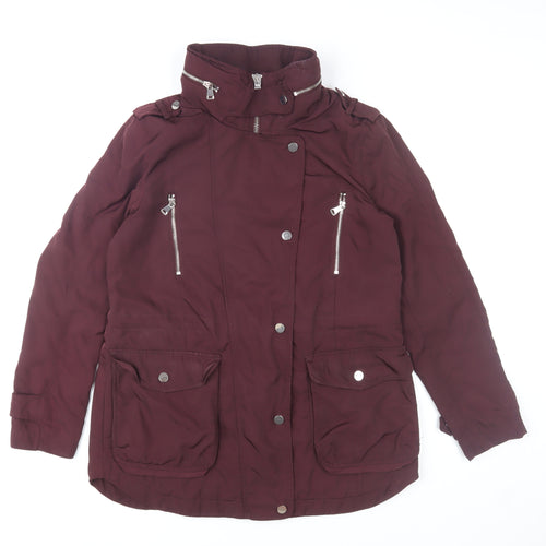 Next Women's Burgundy Parka Jacket Size 12 Lined Polyester Mid-Length