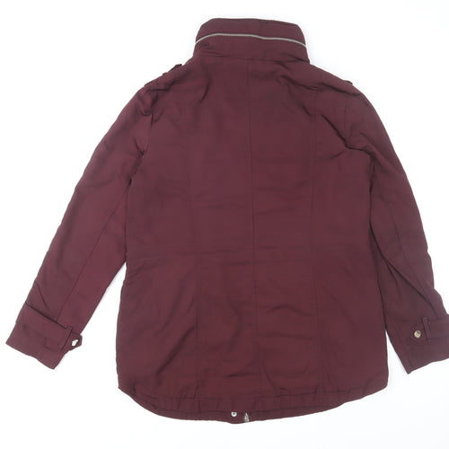 Next Women's Burgundy Parka Jacket Size 12 Lined Polyester Mid-Length
