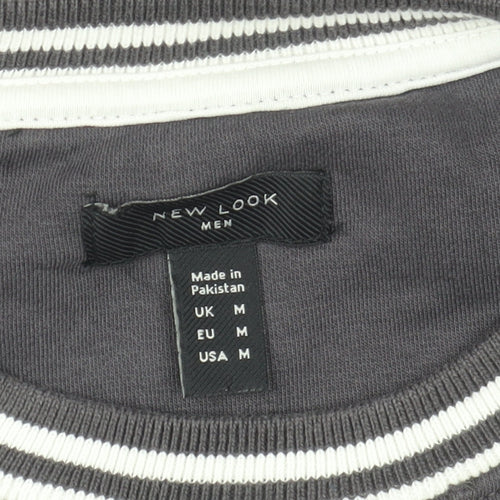 New Look Men Grey New York Crew Neck Sweatshirt Size M