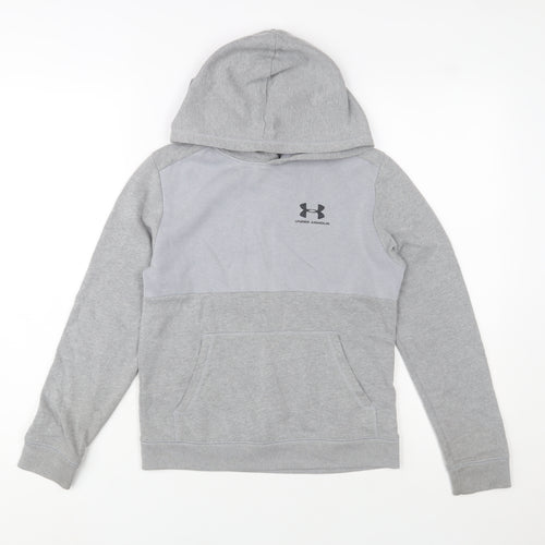 Under Armour Boys Grey Pullover Hoodie 13-14 Years Fleece ColdGear
