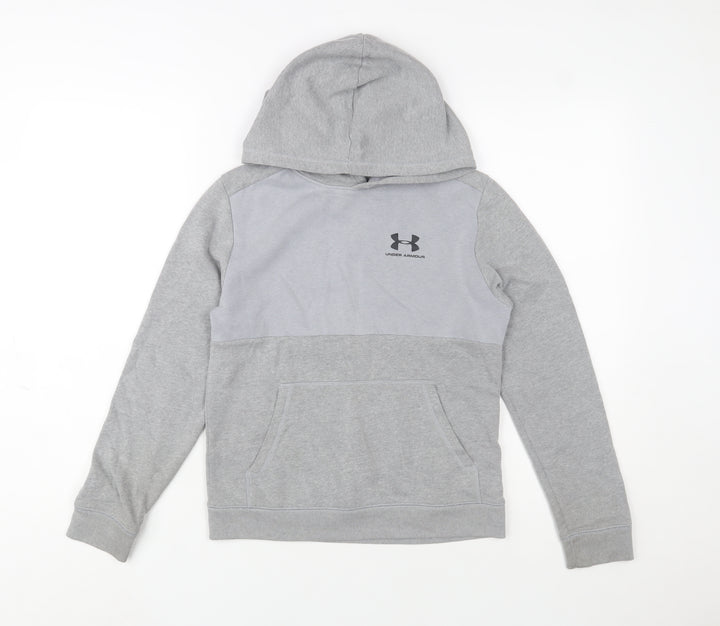 Under Armour Boys Grey Pullover Hoodie 13-14 Years Fleece ColdGear