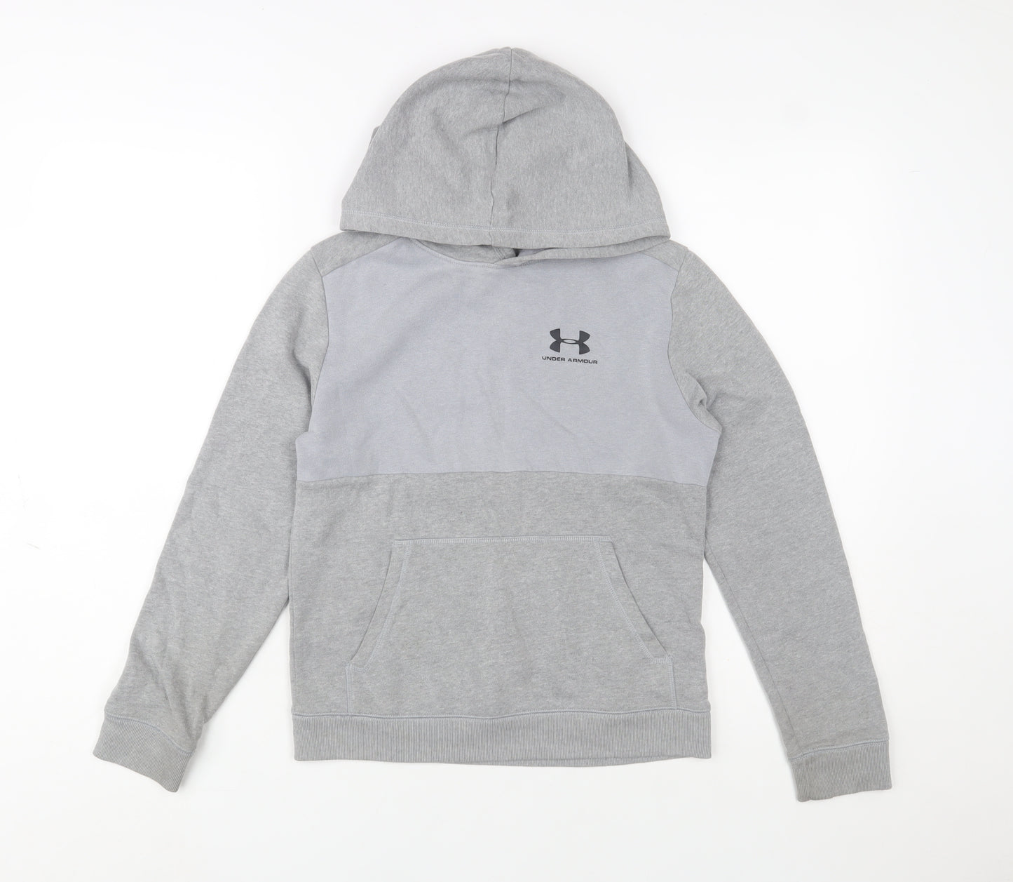 Under Armour Boys Grey Pullover Hoodie 13-14 Years Fleece ColdGear
