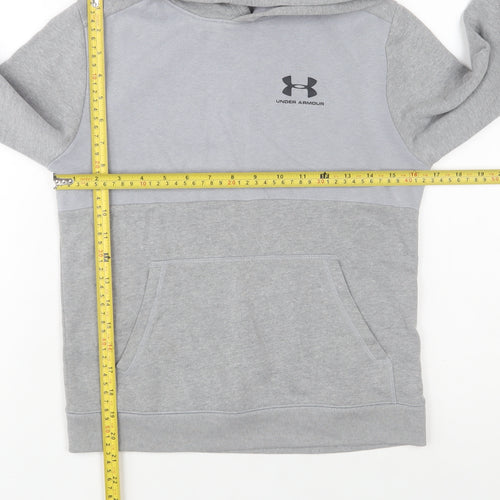 Under Armour Boys Grey Pullover Hoodie 13-14 Years Fleece ColdGear