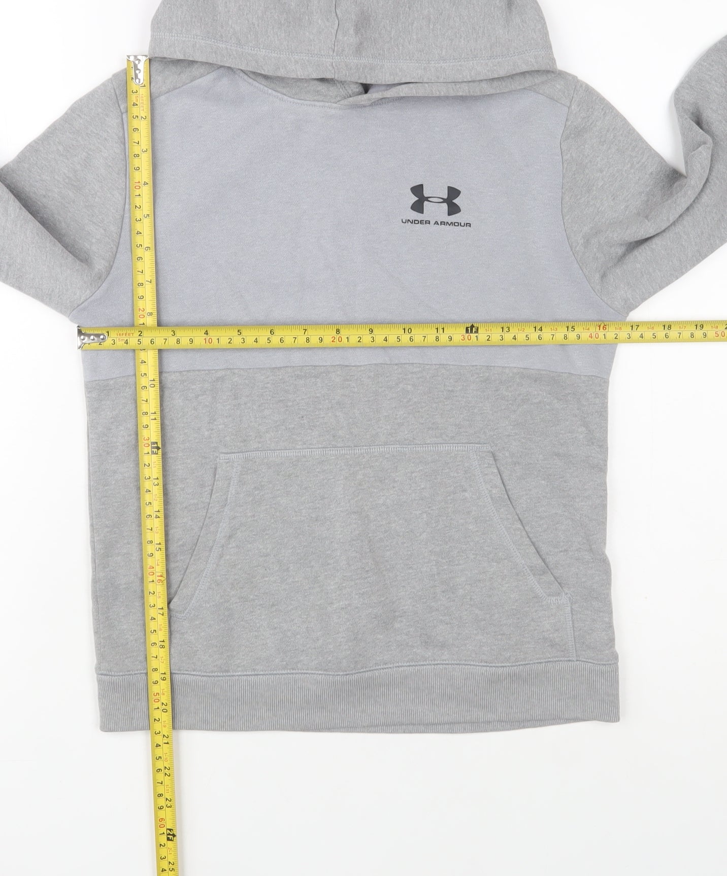 Under Armour Boys Grey Pullover Hoodie 13-14 Years Fleece ColdGear